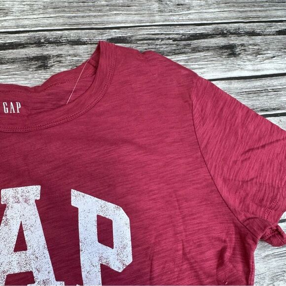 GAP Womens Basic Branded T Tee Shirt S SM Small Wine Merlot Red White Hi Low NWT - Picture 4 of 13